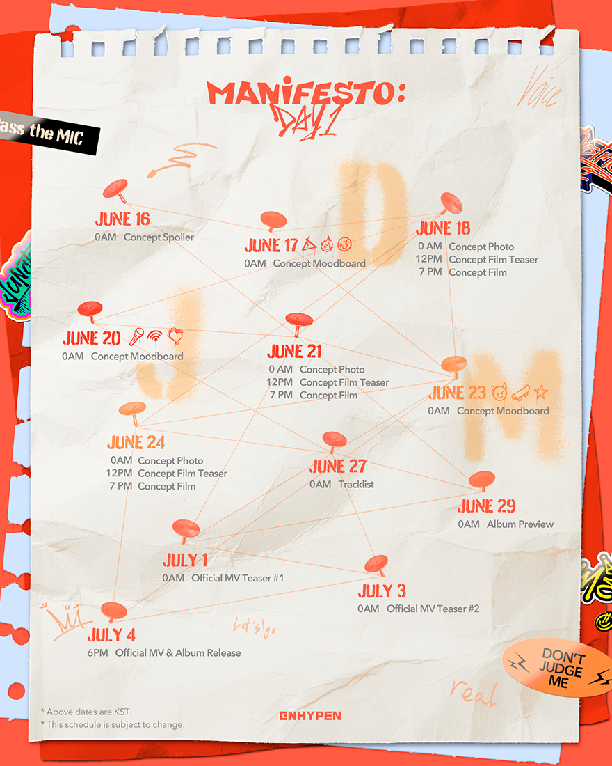 ENHYPEN、新作『MANIFESTO : DAY 1』のプロモーションカレンダー公開 - 画像一覧（1/1）