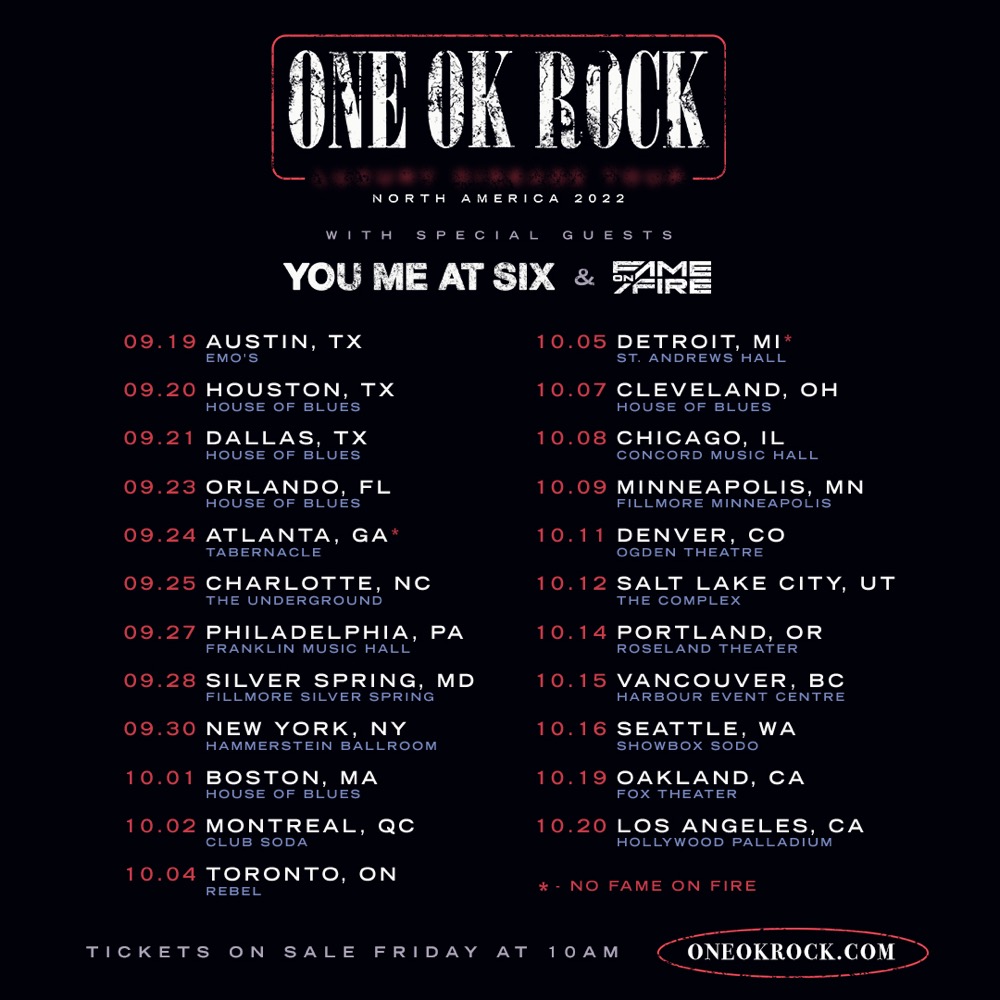 ONE OK ROCK、約3年ぶりとなる北米ツアーの開催が決定 - 画像一覧（2/3）