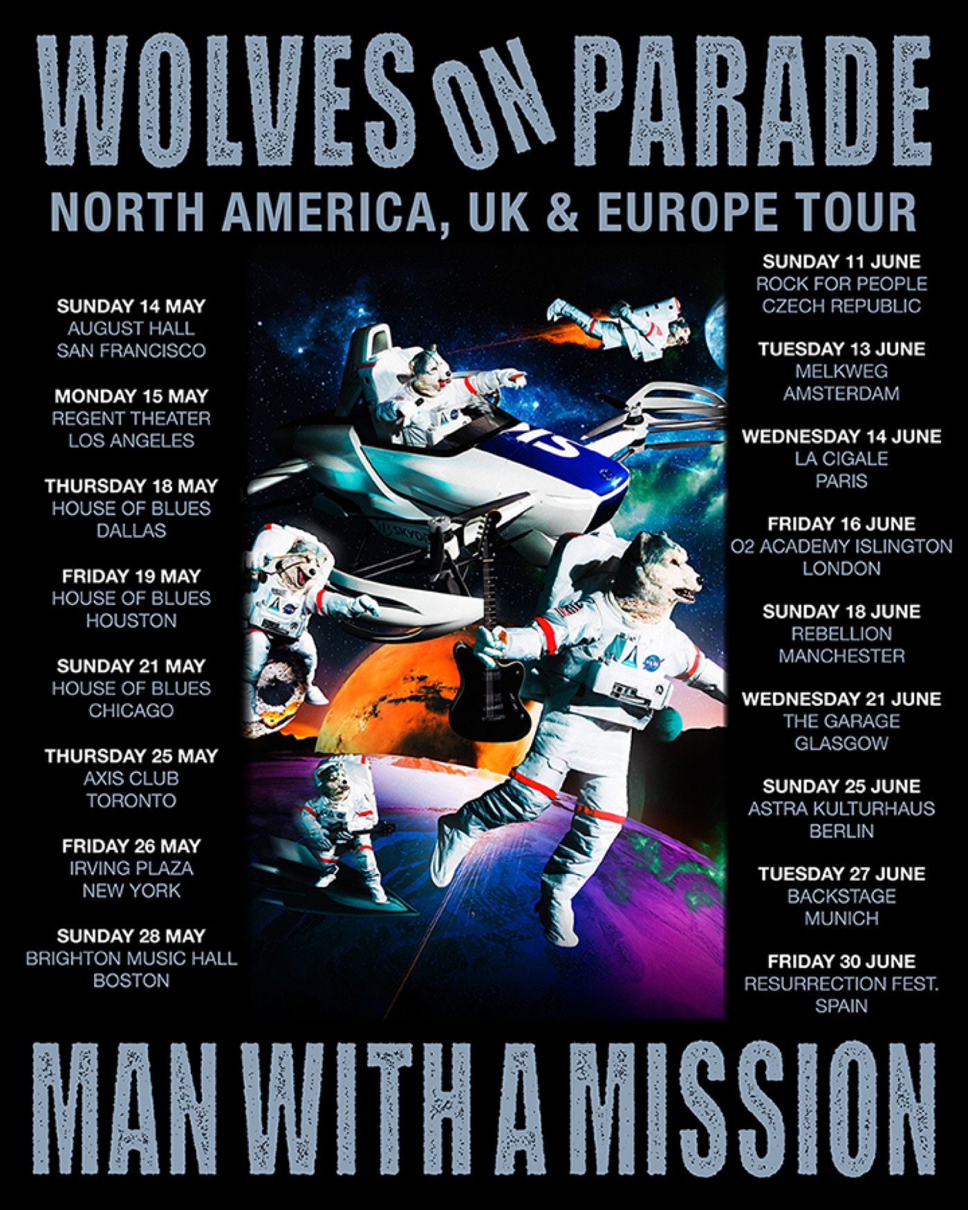 MAN WITH A MISSION、4年ぶりのワールドツアーの北米＆UK、ヨーロッパ日程発表 - 画像一覧（2/2）