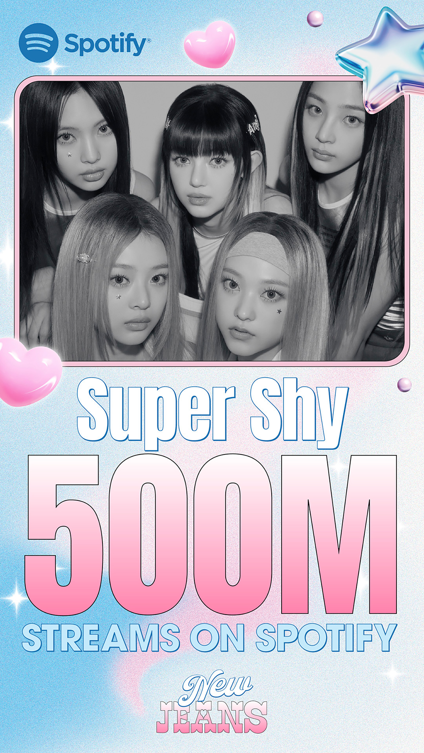 NewJeans「Super Shy」がSpotifyで5億ストリーミング突破！「OMG」「Ditto」「Hype Boy」に続いて通算4曲目