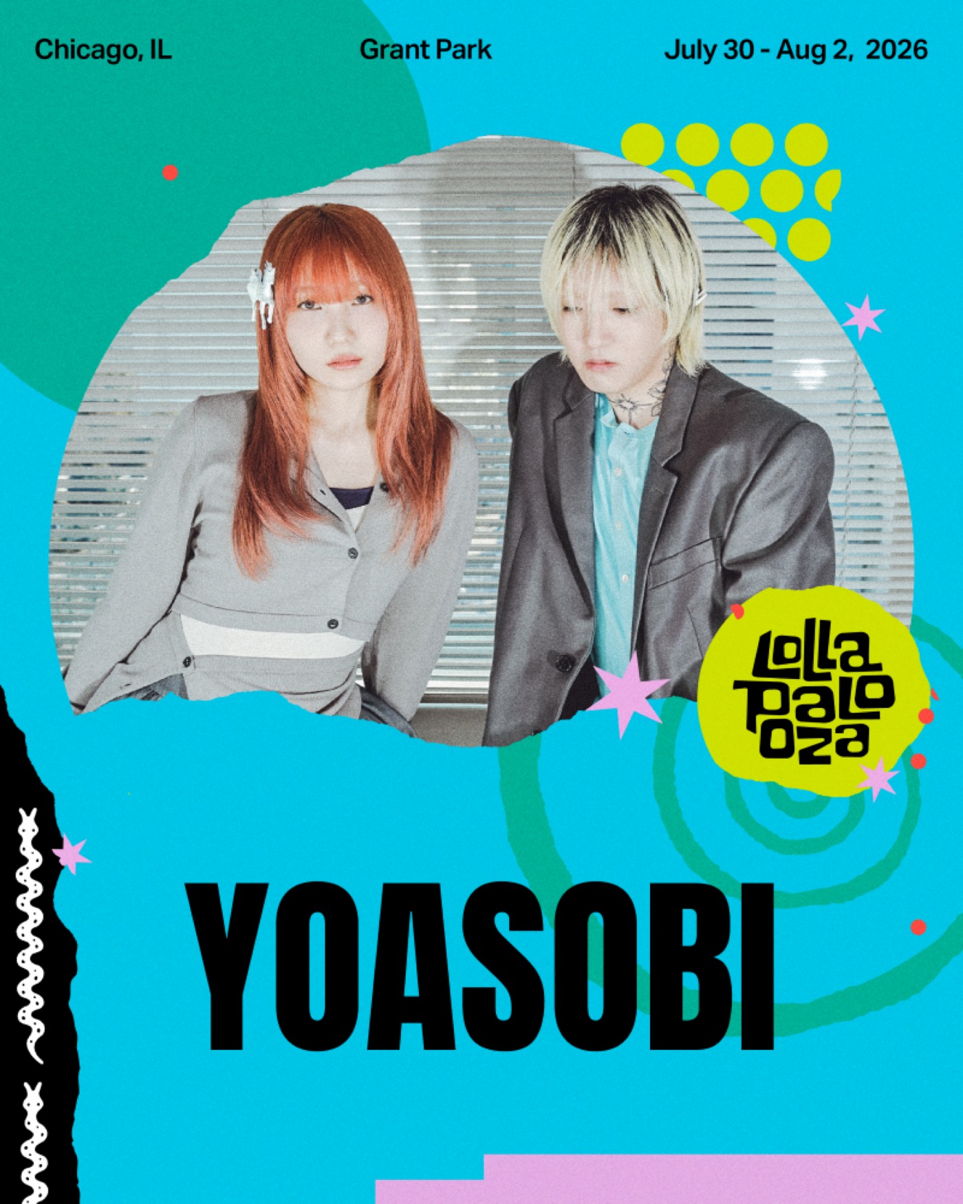 YOASOBI、世界的音楽フェスティバル『Lollapalooza 2026』出演決定！2024年に続き2度目