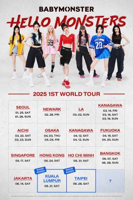 BABYMONSTER初のワールドツアーにクアラルンプール、台北公演が追加