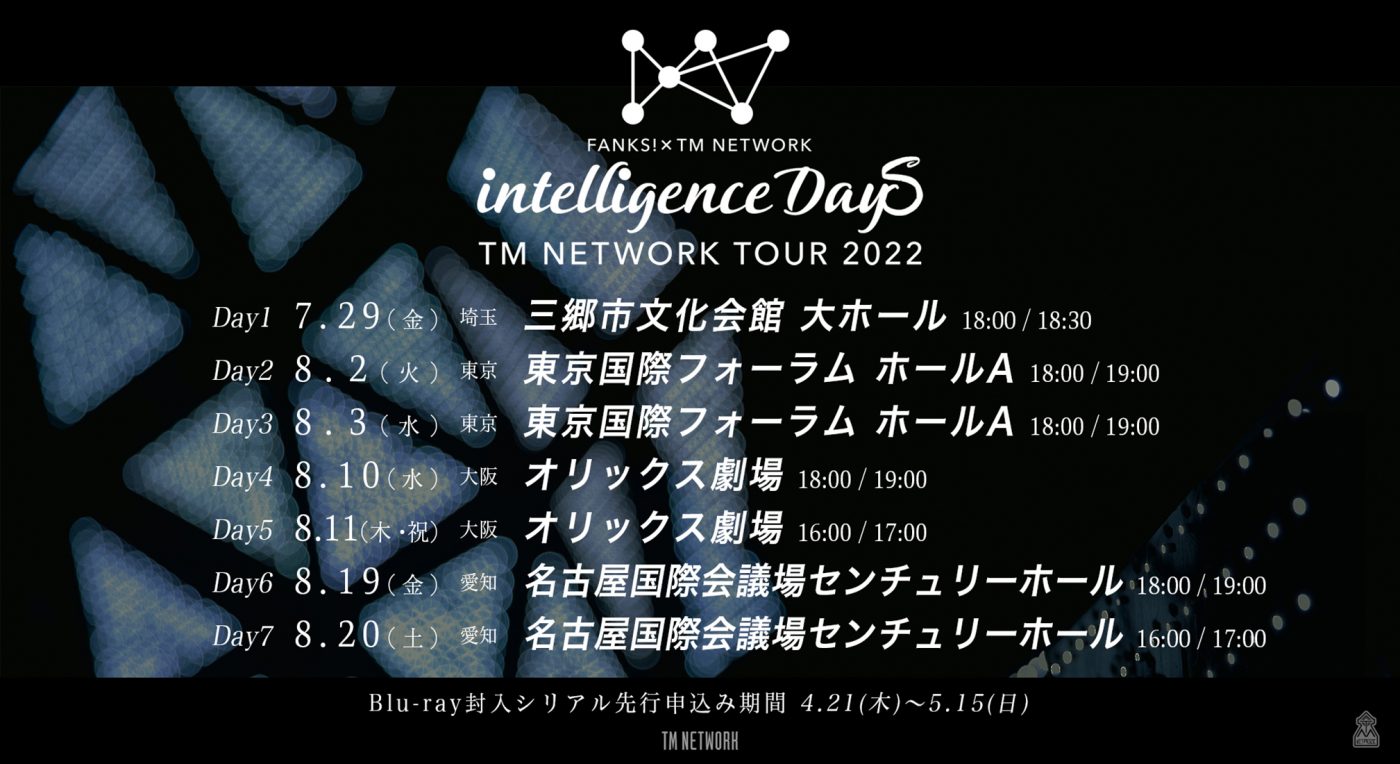 TM NETWORK、7年ぶりのライブツアー『FANKS intelligence Days』開催