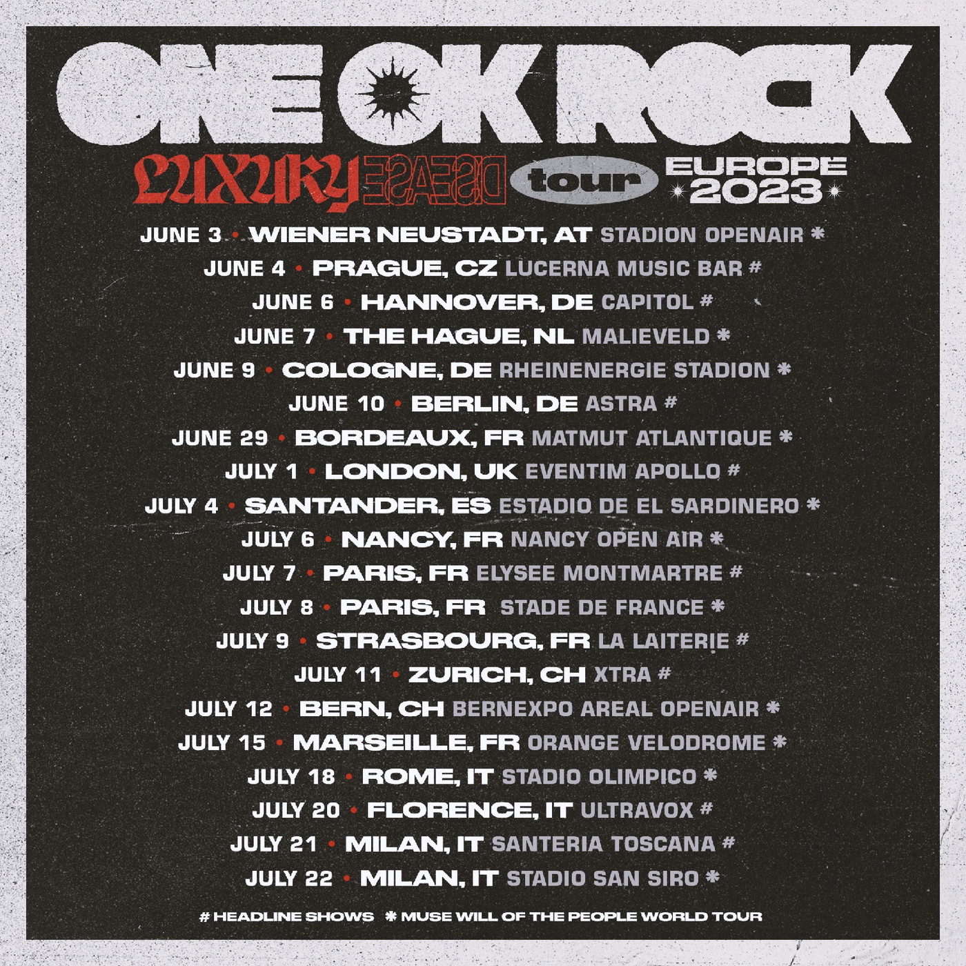 ONE OK ROCK、4年半ぶりとなるヨーロッパでのヘッドライナーツアーが決定 - 画像一覧（1/2）