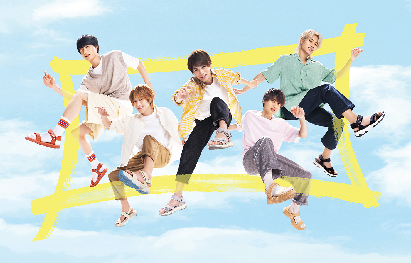 HiHi Jets（ジャニーズ Jr.）、スポーツサンダルの新TVCMに5人揃って登場！ CMには新曲「NEVER STOP -DREAMING-」も使用