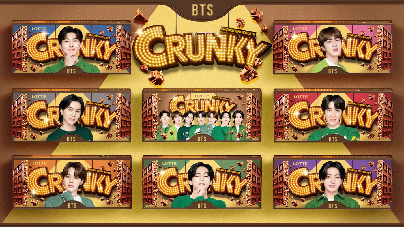 ロッテ“クランキー×BTS”数量限定で発売決定！ メンバーソロカット＆集合カットの全8種類