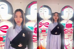 のん、センター分けヘアスタイルで“こけし”とシンクロ