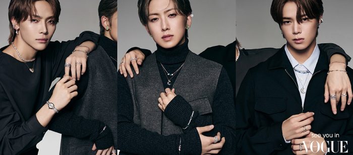 &TEAMのFUMA、NICHOLAS、Kが『VOGUE JAPAN』12月号でスワロフスキーの輝きをまとうビジュアルを公開