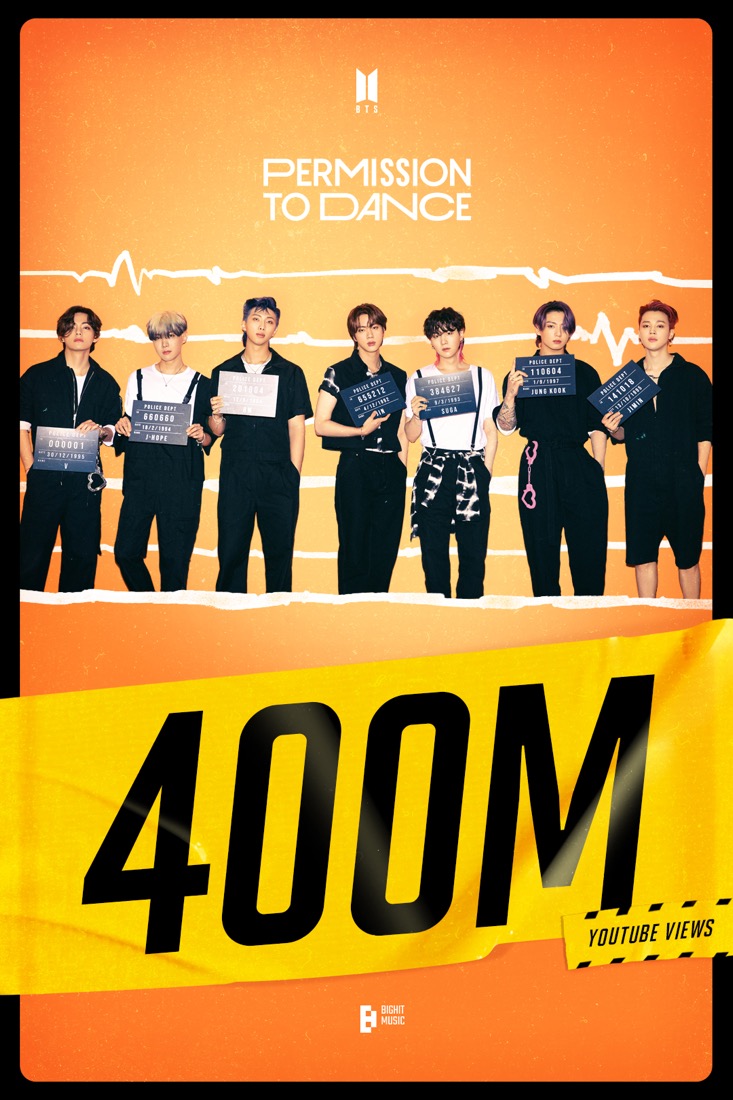BTS、「Permission to Dance」MVが4億回再生を突破！ - 画像一覧（1/1）