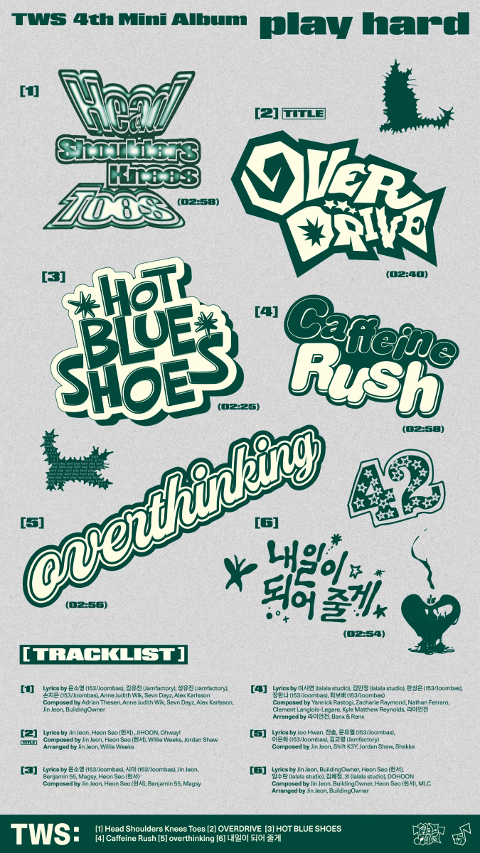 TWS（トゥアス）4thミニアルバム『play hard』のタイトル曲は「OVERDRIVE」！メンバーのJIHOONが作詞に参加