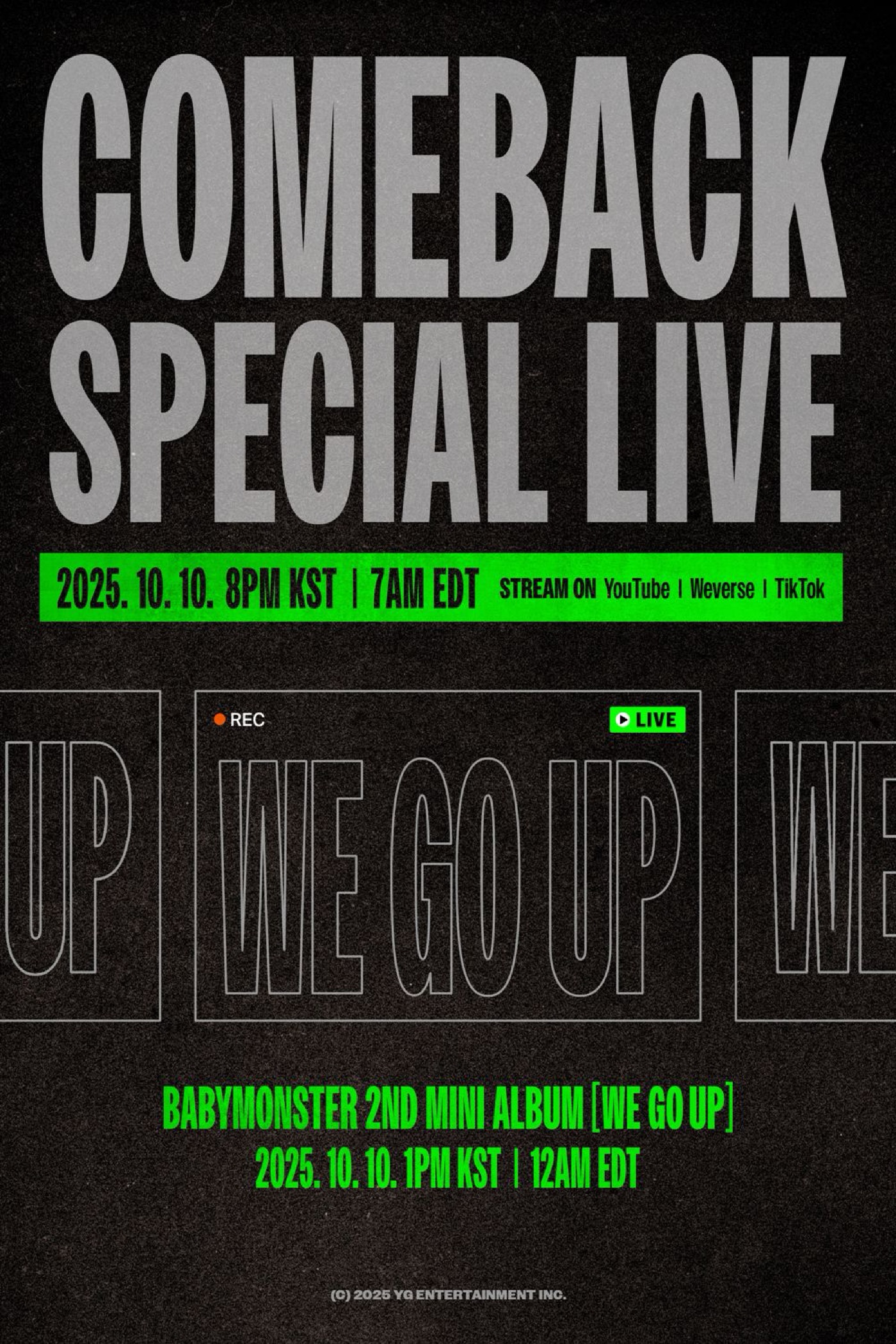 BABYMONSTERアルバム『WE GO UP』発売記念カムバックSPライブ開催決定