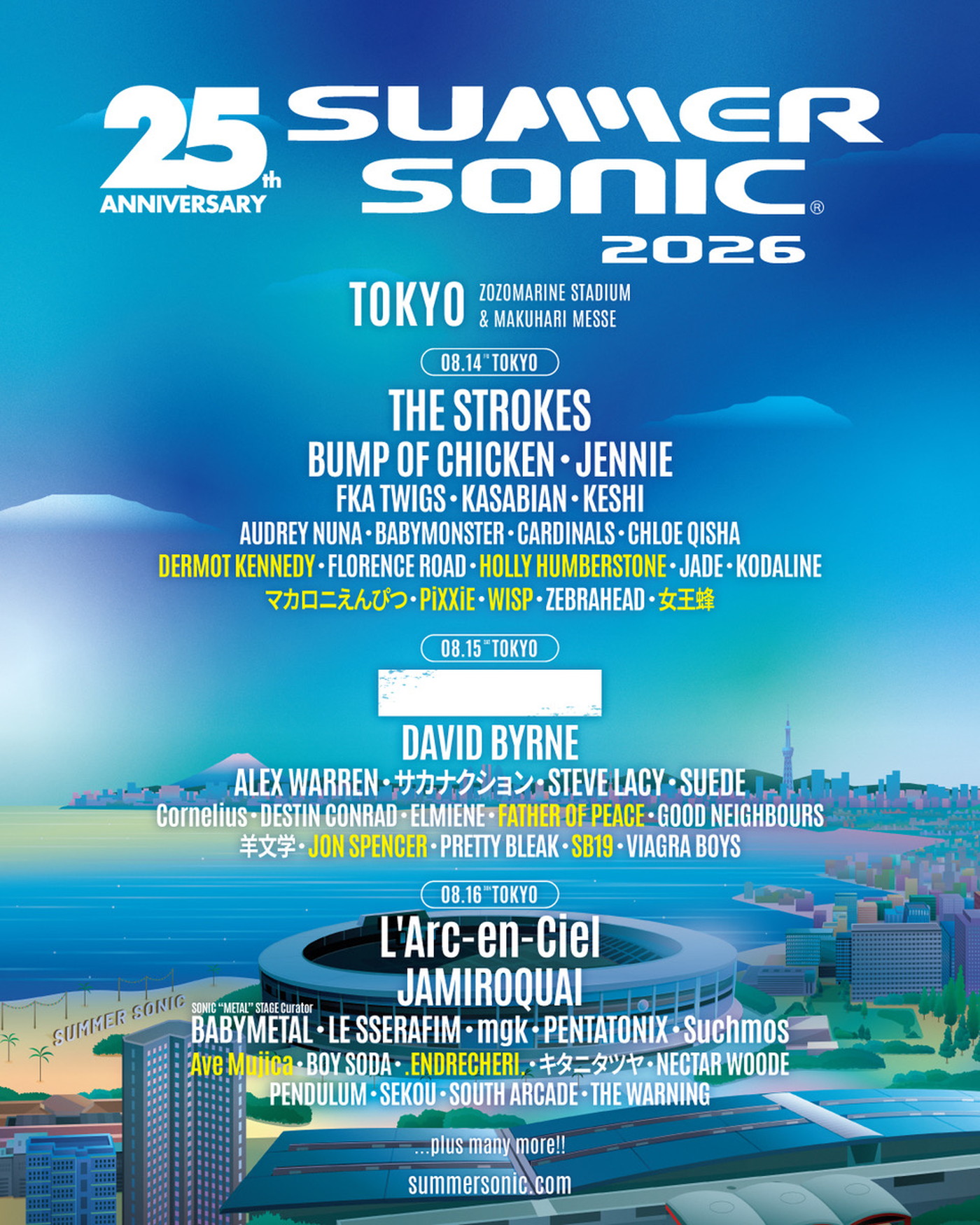 『SUMMER SONIC 2026』.ENDRECHERI.、マカロニえんぴつら第3弾追加アーティスト発表