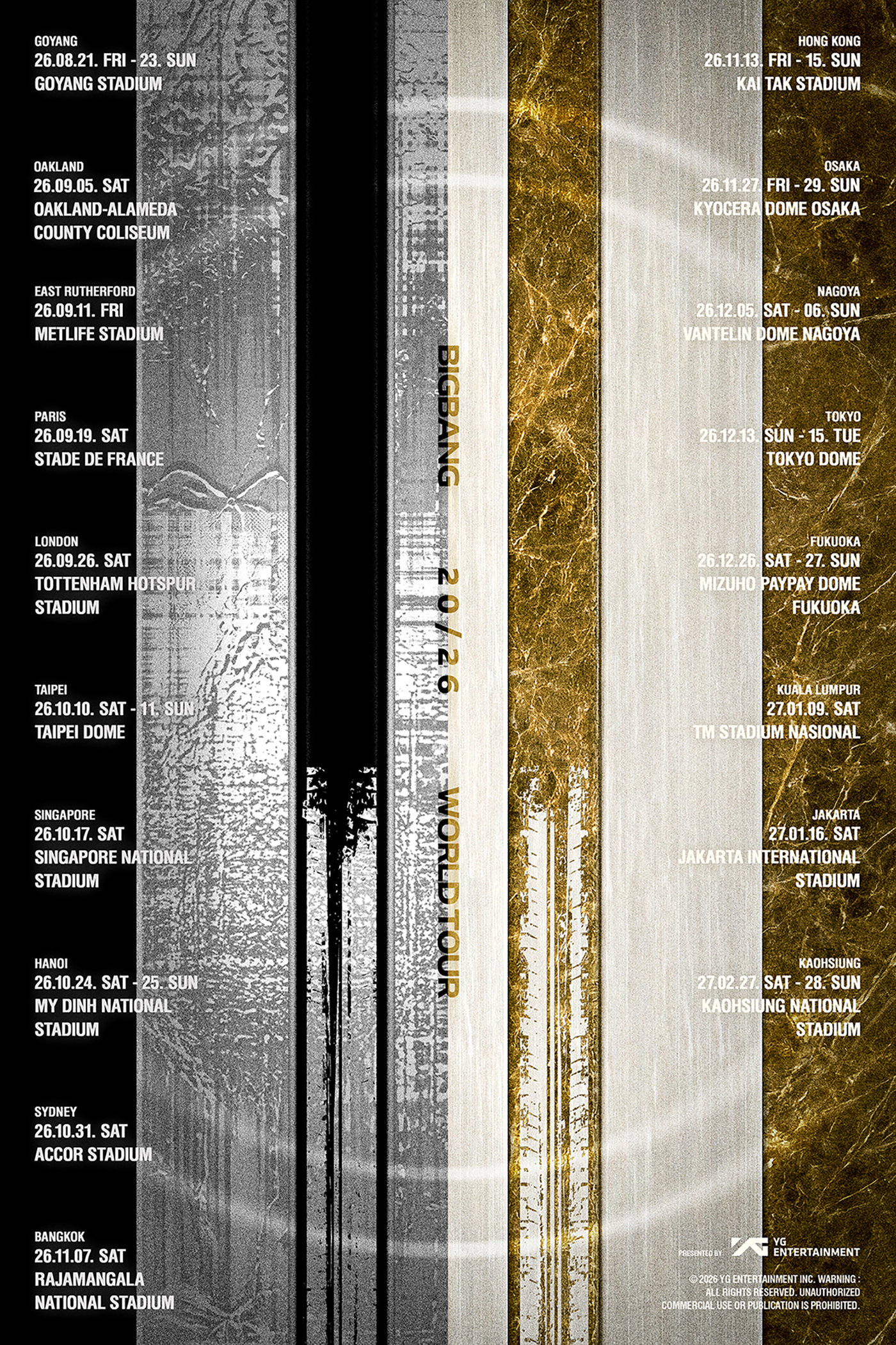 『BIGBANG 2026 WORLD TOUR』日本公演は4大ドームで全10公演！約9年ぶりの日本ツアー