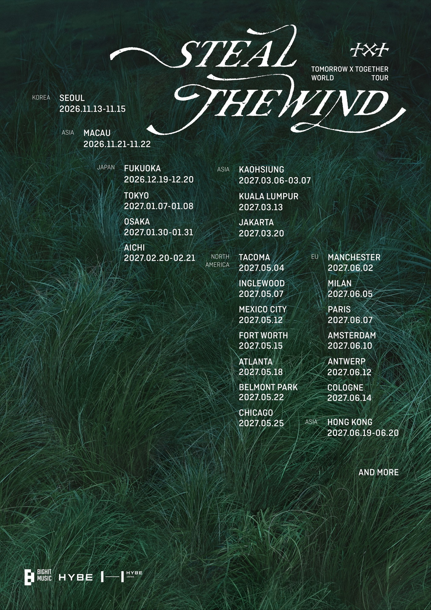 TOMORROW X TOGETHER、ワールドツアー『STEAL THE WIND』開催決定